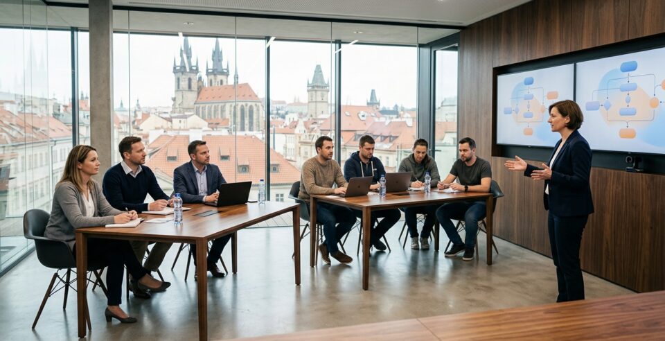 AI školení — dva tracky business + IT v premium training roomu